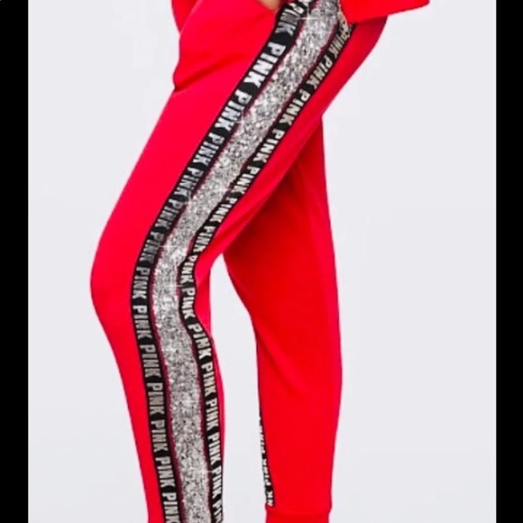 NWT! red PINK Bling Skinny Jogger sz S - Picture 2 of 3